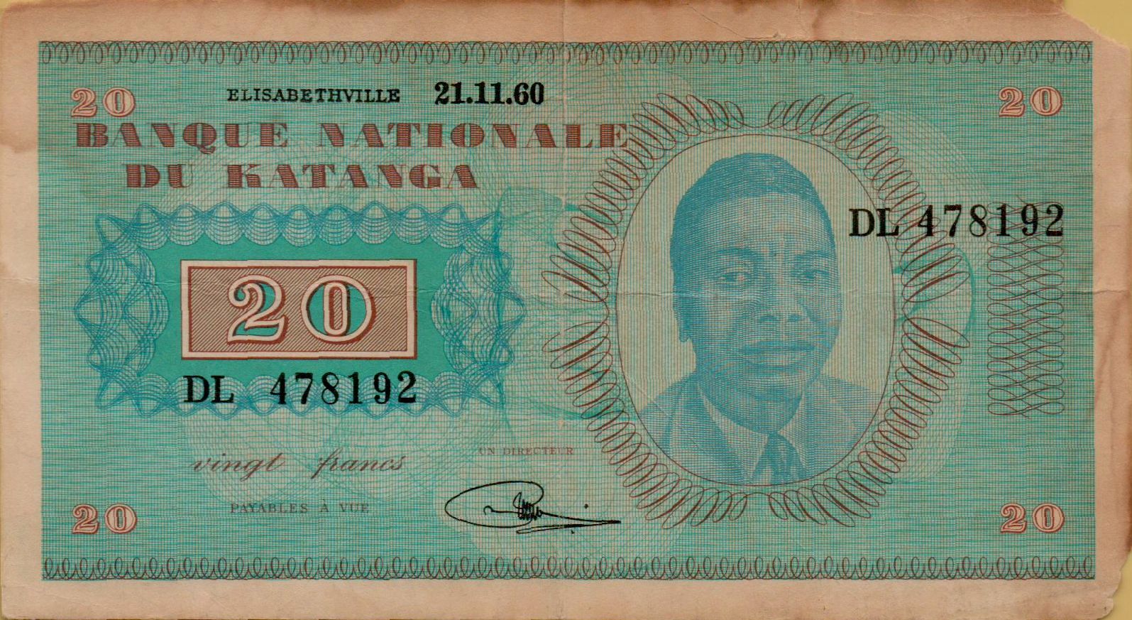 Katanga 20 1960 VF P-6/a